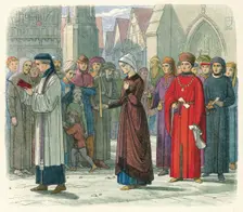 The Duchess of Gloucester does penance 1441 (1864). Artist: James William Edmund Doyle