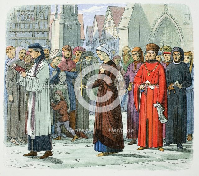 The Duchess of Gloucester does penance, 1441 (1864). Creator: James William Edmund Doyle.