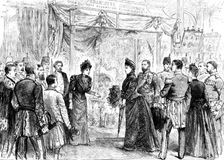 The Duchess of Edinburgh visiting a stall in the Edinburgh International Exhibition, 1890. Creator: Unknown
