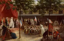 The Duchess of Orleans and the Count of Paris visit a Parisian orphanage, 1841. Creator: Unknown
