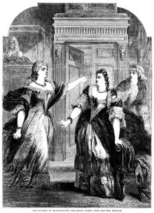 The Duchess of Marlborough upbraiding Queen Anne (1665-1714) and Mrs Masham. Artist: Pearson