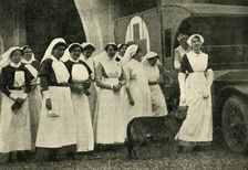 The Duchess of Westminster with nurses, Le Touquet, First World War, 1914, (c1920). Creator: Unknown