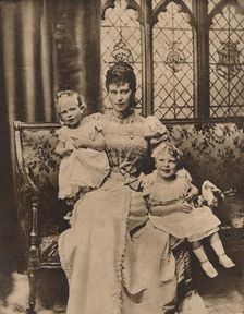The Duchess of York with her two sons, Princes Edward and Albert, c1897 (1935)