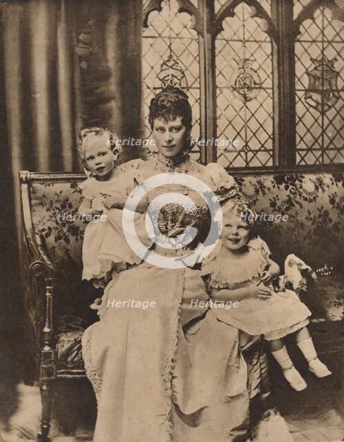 The Duchess of York with her two sons, Princes Edward and Albert, c1897 (1935). Artist: Unknown.