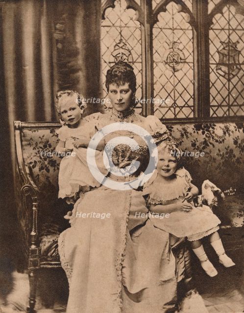 The Duchess of York with her two sons, Princes Edward and Albert, c1897 (1935). Artist: Unknown.