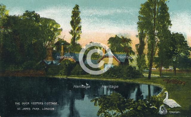 'The Duck Keepers Cottage, St. James Park, London', 1907. Artist: Unknown.