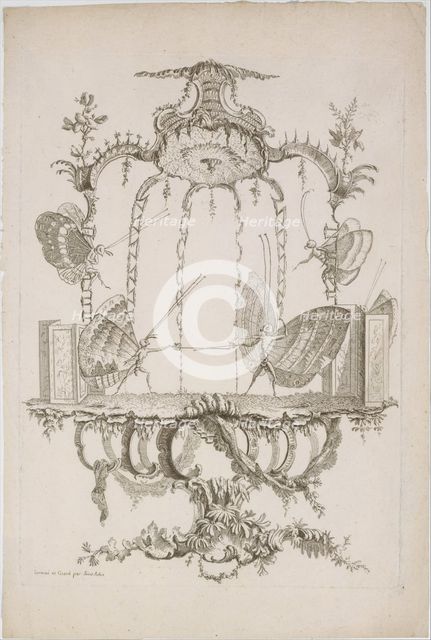The Duel (Le Duel), from Essai de Papilloneries Humaines par Saint Aubin, ca. 1756-60. Creator: Charles-Germain de Saint-Aubin.