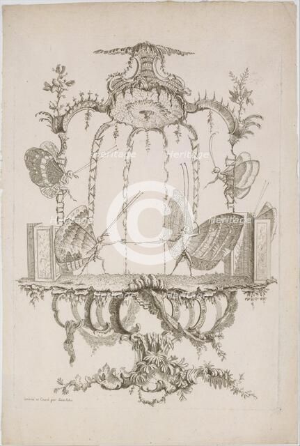 The Duel (Le Duel), from Essai de Papilloneries Humaines par Saint Aubin, ca. 1756-60. Creator: Charles-Germain de Saint-Aubin.