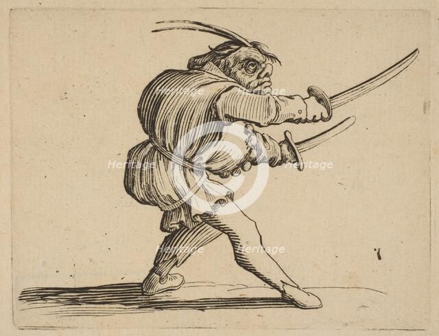 The Duelliste aux Deux Sabres (The Duelist with Two Sabres), from Varie Figure Gobbi, s..., 1616-22. Creator: Jacques Callot.