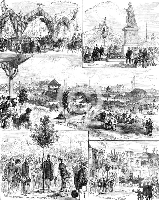 The Duke and Duchess of Connaught opening the People's Park at Great Grimsby, 1883. Creator: Unknown.