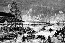 The Duke and Duchess of Connaught at Ceylon: illumination of the Harbour, 1890. Creator: R. Taylor