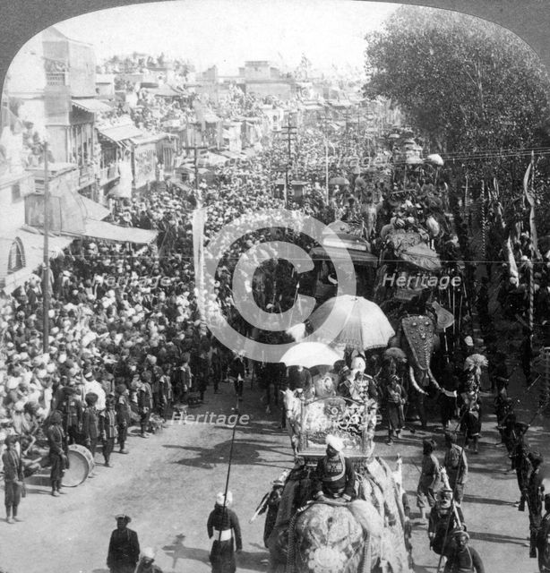 The Duke and Duchess of Connaught and in the great Durbar procession, Delhi, India, 1903.Artist: Underwood & Underwood