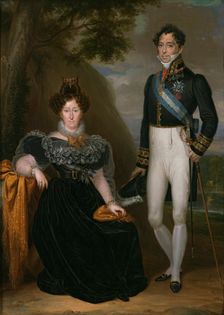 The Duke and Duchess of San Fernando de Quiroga, in front of a landscape, c1832. Creator: Rafael Tegeo Díaz