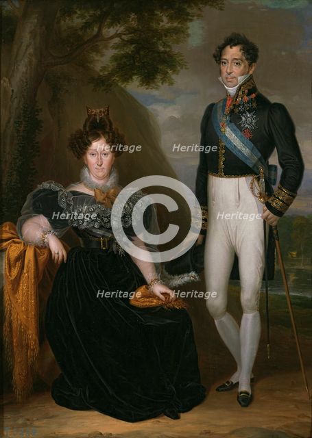 The Duke and Duchess of San Fernando de Quiroga, in front of a landscape, c1832. Creator: Rafael Tegeo Díaz.