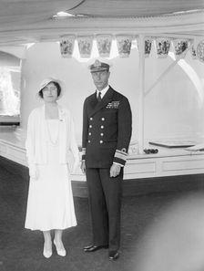 The Duke and Duchess of York aboard HMY Victoria and Albert 1933. Creator: Kirk & Sons of Cowes