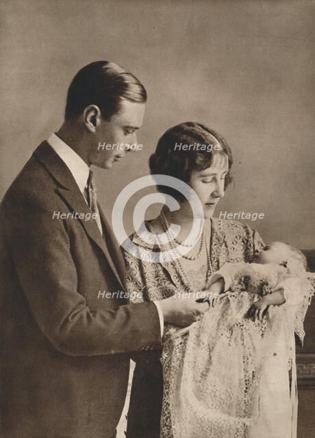 The Duke and Duchess of York at the christening of Princess Elizabeth', 1926. Creator: Unknown.
