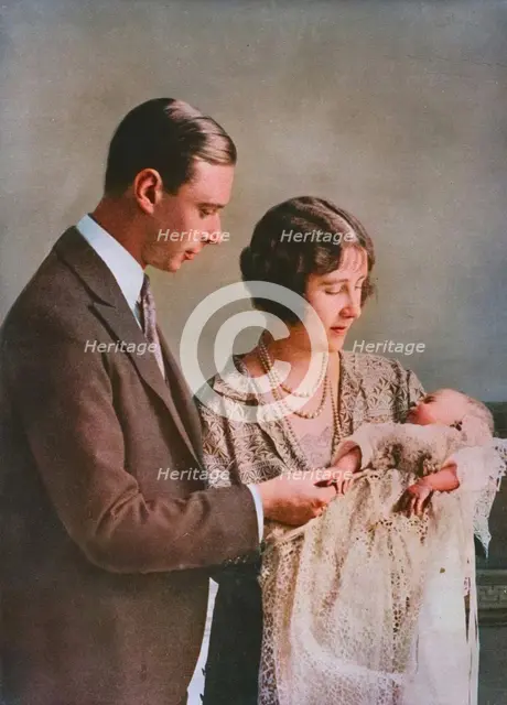 The Duke and Duchess of York at the christening of Princess Elizabeth', 1926. Creator: Unknown.