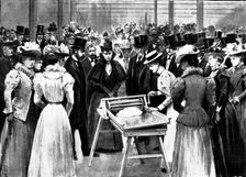 The Duke and Duchess of York at the Agricultural Show, Portsmouth:...butter-making, 1898. Creator: Unknown