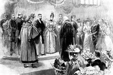 The Duke and Duchess of York at Sheffield: the Recorder...reading the Address, Corn Exchange, 1895. Creator: Unknown