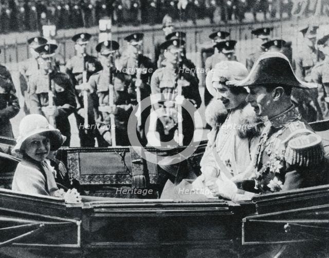 The Duke and Duchess of York leaving St Pauls Cathedral with their daughters, 1935, (1937).  Creator: Unknown.