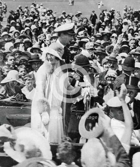 The Duke and Duchess mobbed by crowds in Auckland, 1927, (1937).  Creator: Unknown.