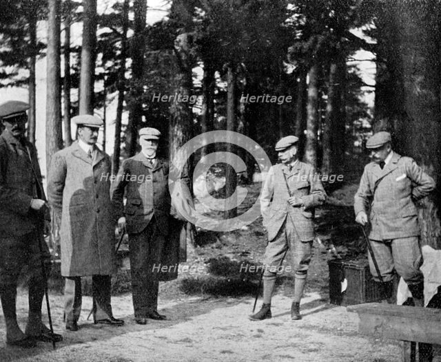 The Duke of Connaught and his shooting party, 1908. Creator: Queen Alexandra.