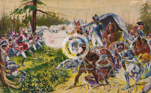 'The Duke of Cornwall's Light Infantry...at Brandywine', 1777, (1939). Artist: Unknown.