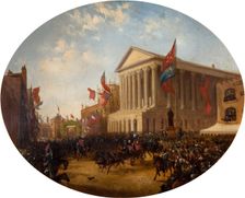 The Duke of Cambridge Leaving the Town Hall, Birmingham, 1857. Creator: Samuel Lines