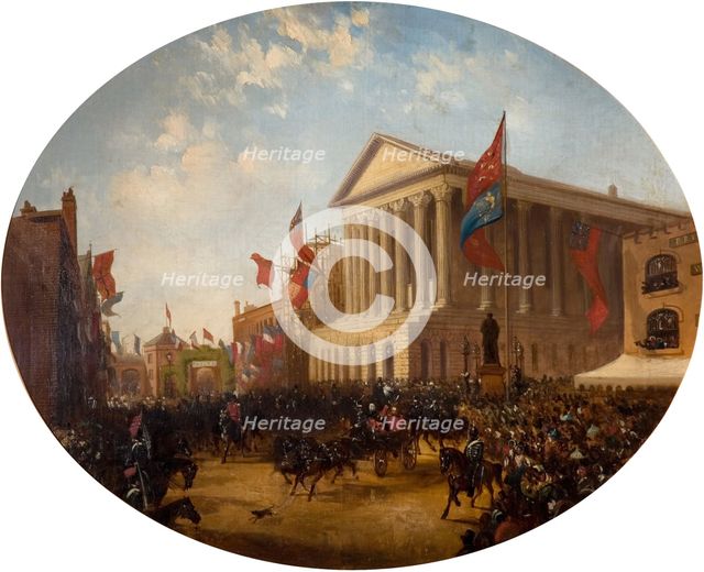 The Duke of Cambridge Leaving the Town Hall, Birmingham, 1857. Creator: Samuel Lines.