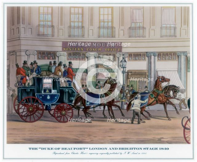 The 'Duke of Beaufort' London and Brighton Stage, 1840, (1841).Artist: JW Land