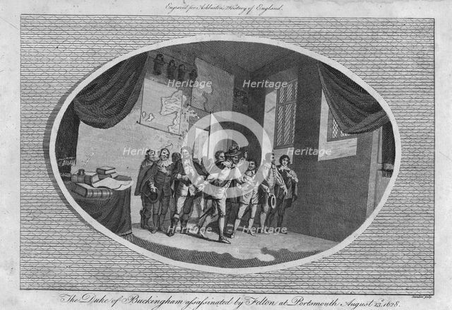 'The Duke of Buckingham assassinated by Felton at Portsmouth August 23rd 1628.', (1792). Artist: Saunders.