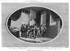 The Duke of Buckingham stabbed to death by John Felton, 23rd August 1628, (1792). Creator: Saunders
