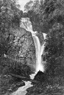 The Duke of Edinburgh at Penang: waterfall near Penang, 1870. Creator: Unknown