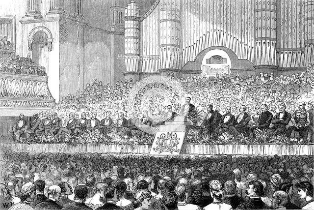 The Duke of Edinburgh and Prince Leopold at Manchester: soirée in the Free-Trade Hall, 1881. Creator: Unknown.