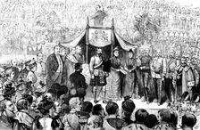 The Duke of Edinburgh declaring the Edinburgh International Exhibition open, 1890. Creator: Unknown