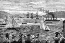 The Duke of Edinburgh's visit to the Clyde training-ship Cumberland, 1881. Creator: Unknown