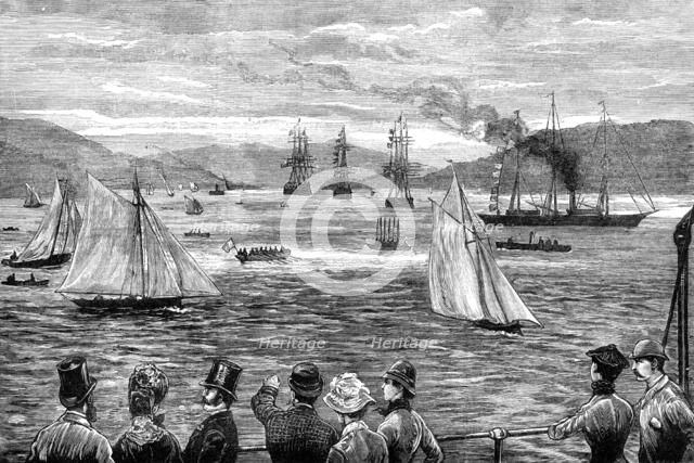 The Duke of Edinburgh's visit to the Clyde training-ship Cumberland, 1881. Creator: Unknown.