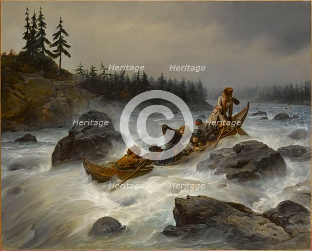 The Duke of Orleans on the Muonio River in Lapland, August 1795, 1840. Creator: Biard, François-August (1798-1882).