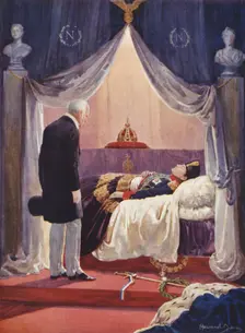 The Duke of Wellington Visiting the Effigy of Napoleon 1925. Creator: Howard Davie