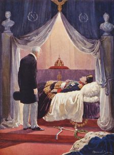 The Duke of Wellington Visiting the Effigy of Napoleon 1925. Creator: Howard Davie