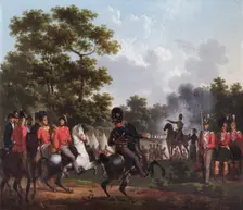 The Duke of Wellington Visiting the Outposts at Soignes 1815. Artist: Hippolyte Lecomte