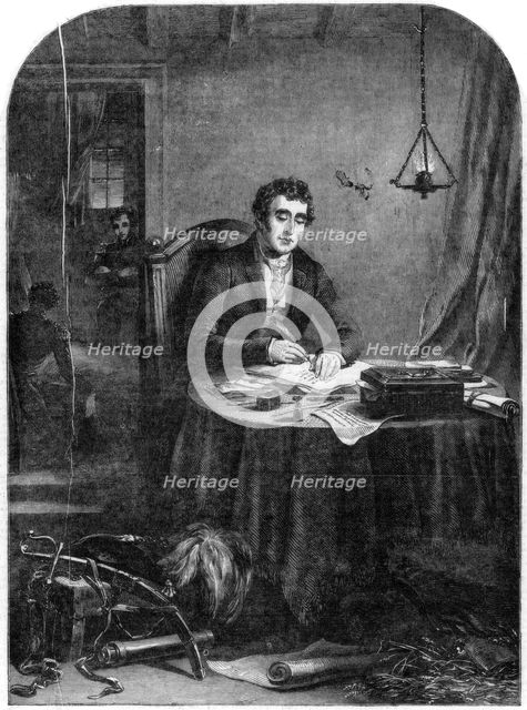 'The Duke of Wellington writing the despatches after the Battle of Waterloo, 1815', 1852. Artist: Unknown