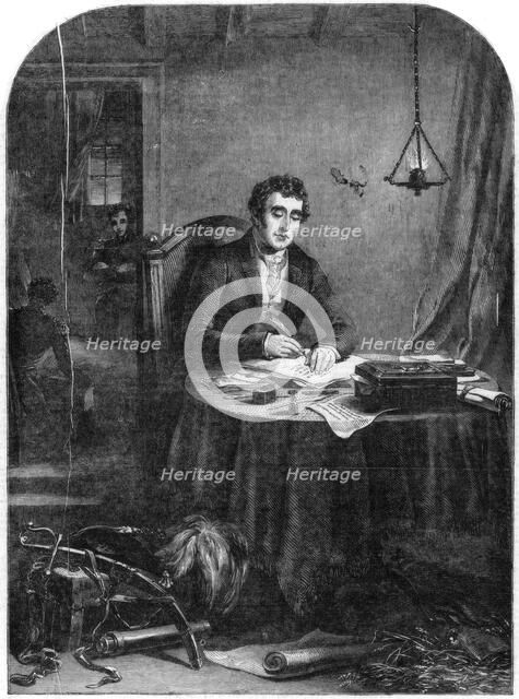 'The Duke of Wellington writing the despatches after the Battle of Waterloo, 1815', 1852. Artist: Unknown