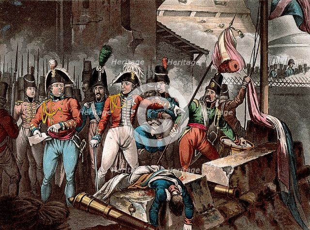 The Duke of Wellington at the taking of Ciudad Rodrigo, Spain, Peninsular War, 1812 (c1818).  Artist: William Heath