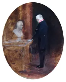 The Duke of Wellington looking at bust of Napoleon 19th century. Artist: Charles Robert Leslie