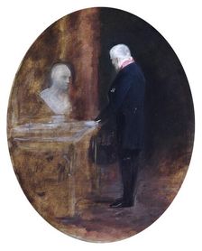 The Duke of Wellington looking at bust of Napoleon 19th century. Artist: Charles Robert Leslie