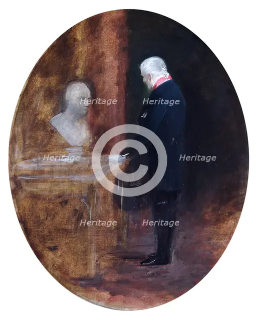 'The Duke of Wellington looking at bust of Napoleon', 19th century. Artist: Charles Robert Leslie.