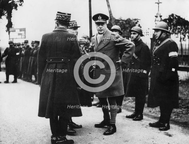 The Duke of Windsor reviewing French troops, France, 31st October 1939.  Creator: Unknown.