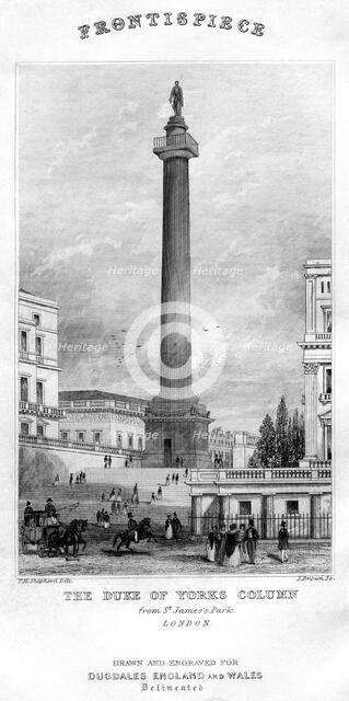 The Duke of York's Column from St James's Park, Westminster, London, 19th century. Artist: Unknown