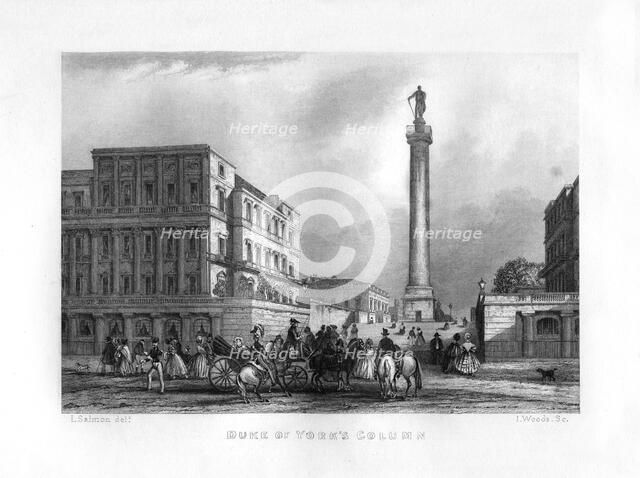 The Duke of York's Column, London, 19th century.Artist: J Woods